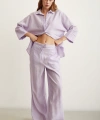 Yarasa Kol Keten Gömlek Lila