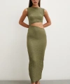 Sıfır Kol Yırtmaçlı Elbise Haki