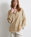 Kraşlı Saten Gömlek Bej