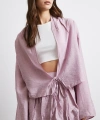 Geniş Kol Önden Bağlamalı Bluz Lila