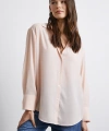 V Yaka Şifon Gömlek Pudra