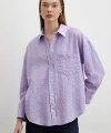 Gofre Kareli Gömlek Mor