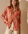Zebra Desen Modal Gömlek Zebra Desen Turuncu