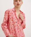 Çiçek Desen V Yaka Modal Gömlek Fuşya