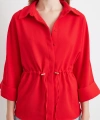 Büzgülü Kimono Gömlek Kırmızı