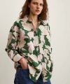 Gül Desenli Poplin Gömlek Yeşil