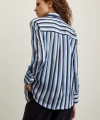 Çizgili Saten Gömlek Lacivert