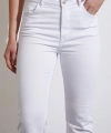 Yüksek Bel İspanyol Paça Jean Beyaz