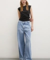 Yüksek Bel Geniş Paça Jean Buz Mavisi