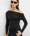 Omuz Pileli Uzun Kol Bluz Siyah