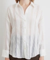 Organze Çizgili Gömlek Ekru