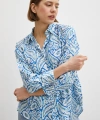 Şal Desen Modal Gömlek Mavi