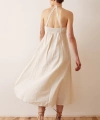 Sırt Dekolteli Askılı Elbise Krem