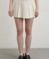 Pileli Şort Etek Ekru