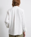 Şerit Dokulu Gömlek Beyaz