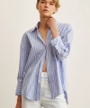 Çizgili Poplin Gömlek Mavi