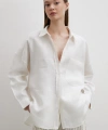 Robalı Cepli Keten Gömlek Ekru