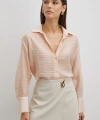 Kabartma Çizgili Gömlek Pudra