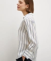 İnce Çizğili Şifon Gömlek Ekru
