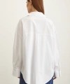 Omuzda Boncuk Detaylı  Oversize Gömlek Beyaz
