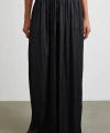 Beli Lastikli Geniş Paça Büzgülü Pantolon Siyah