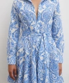 Godeli Desenli Elbise Mavi