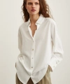Likralı Saten Gömlek Ekru