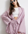 Geniş Kol Önden Bağlamalı Bluz Lila