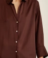 Basic Saten Gömlek Kahve