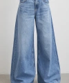 Yüksek Bel Wide Leg Jean Mavi