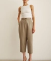 Önü Çift Pileli Pantolon Haki