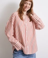 Çizgili T Kol Gömlek Kiremit