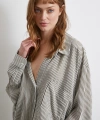 Yarasa Kol Çizgili Gömlek Haki
