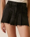 Pileli Jean Mini Etek Siyah