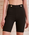 Düğme Detaylı Çelik Şort Siyah