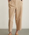 Önü Çift Pileli Pantolon Bej