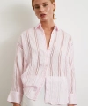 Organze Çizgili Gömlek Pembe
