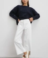 Önü Cepli Paça Detaylı Jean Beyaz