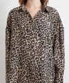 Leopar Desen Javanez Gömlek Siyah