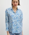 Şal Desen Modal Gömlek Mavi