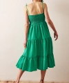 Sırtı Büzgülü Askılı Elbise Yeşil