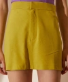 Yüksek Bel Şort Hardal