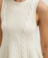 Burgu Örgü Kolsuz Triko Ekru