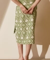 Yırtmaçlı Desen Etek Yeşil