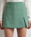 Yırtmaçlı Şort Etek Yeşil