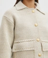 Polo Yaka Cepli Gold Düğmeli Ceket Krem