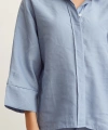 Yarasa Kol Keten Gömlek Mavi