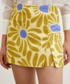 Desenli Şort Etek Sarı