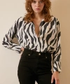 Zebra Desen Modal Gömlek Zebra Desen/Siyah