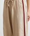 Beli Lastikli Çift Şeritli Pantolon Bej